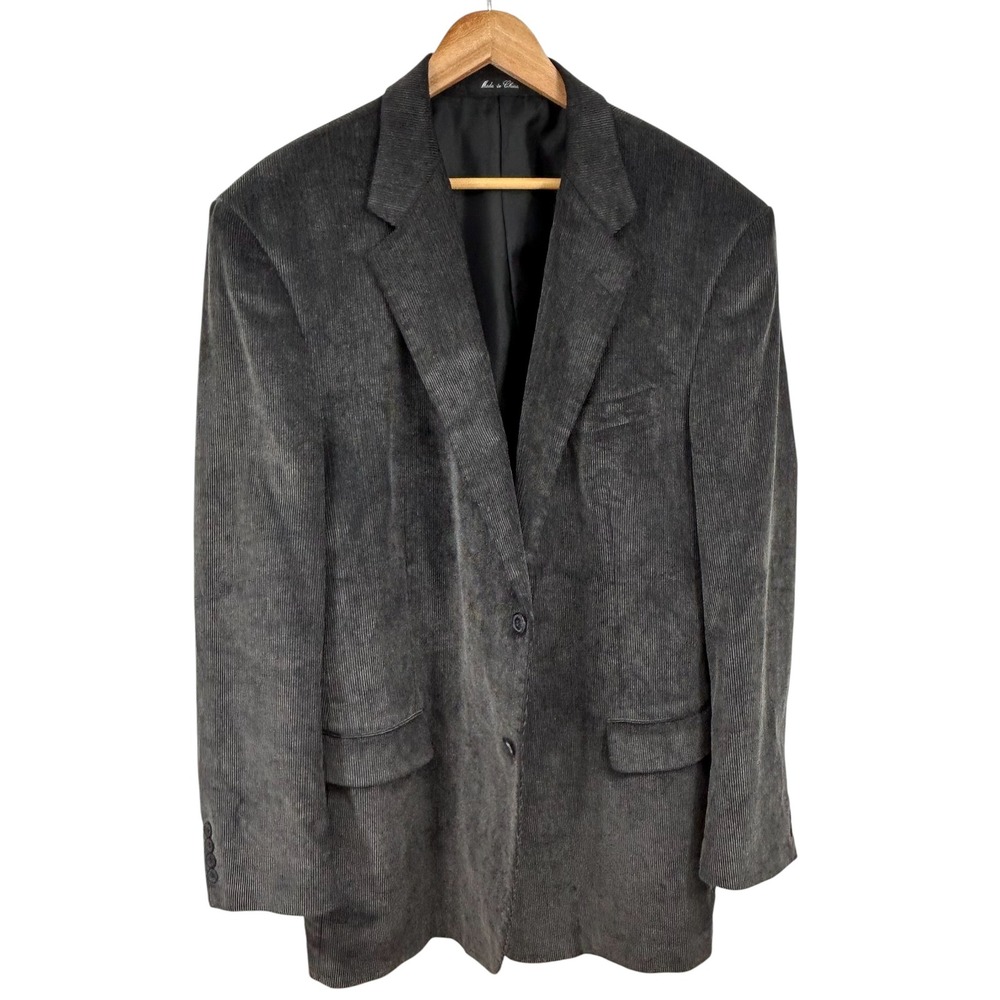 Hunt Valley Mens Corduroy Sport Coat Blazer Jacket Gray 48L - Picture 6 of 10